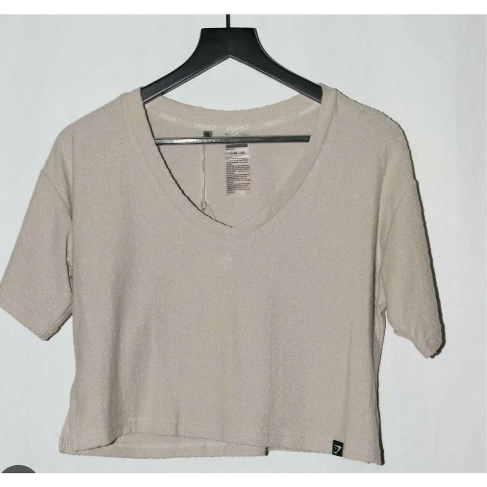 Gymshark Towel Tee Oversized Crop Top Beige Medium